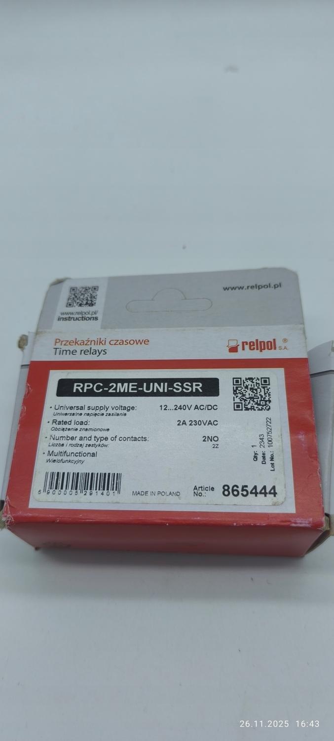 RELPOL Przekaźnik czasowy 2x2P, 6A, 12….240 V AC/DC RPC-4ME-UNI