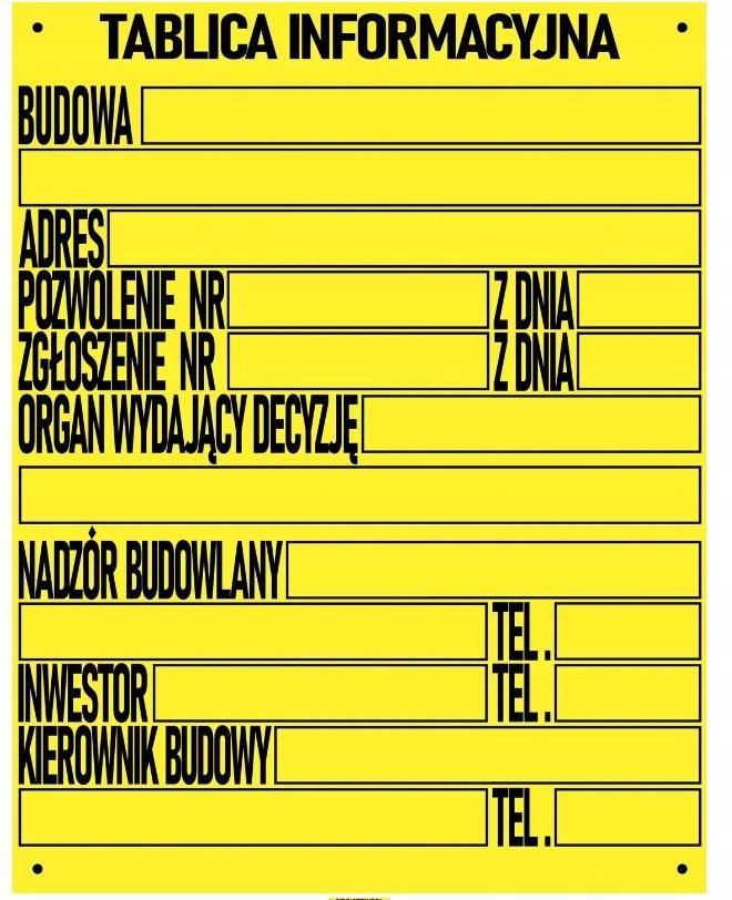 TRYTYT Budowlana tablica informacyjna
