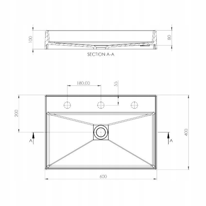 DEANTE Umywalka granitowa nablatowa - 60x40 cm Correo, antracyt metalik