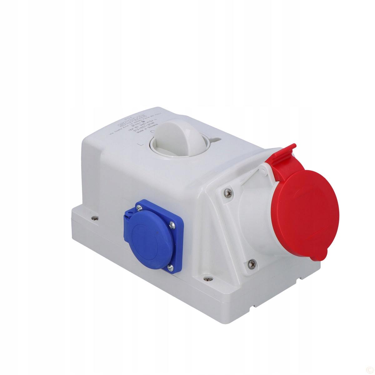 Gniazdo natynkowe OPTIMA-COMBI 3P+N+E 16A + 2x230V z przełącznikiem L-0-P