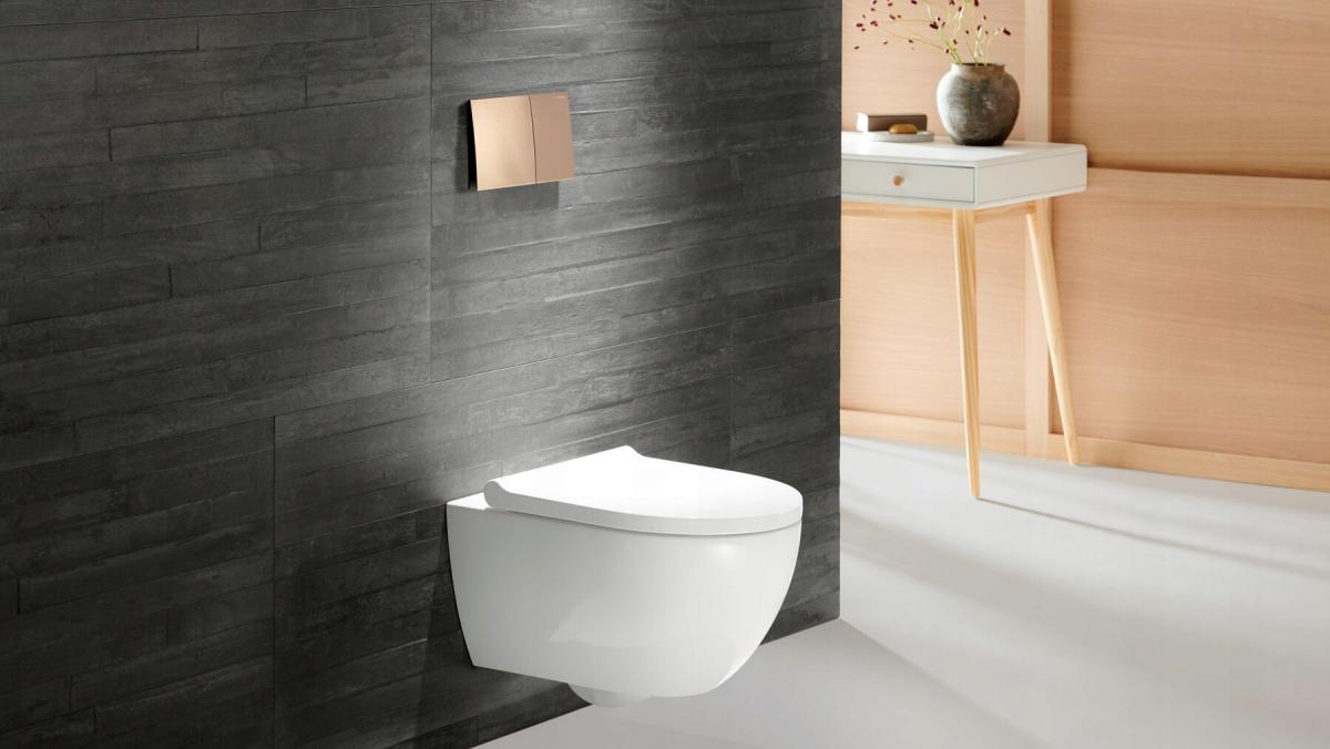 Zestaw wiszącej miski WC Acanto, lejowa, B36 cm, H38.5 cm, T53 cm, ukryte m