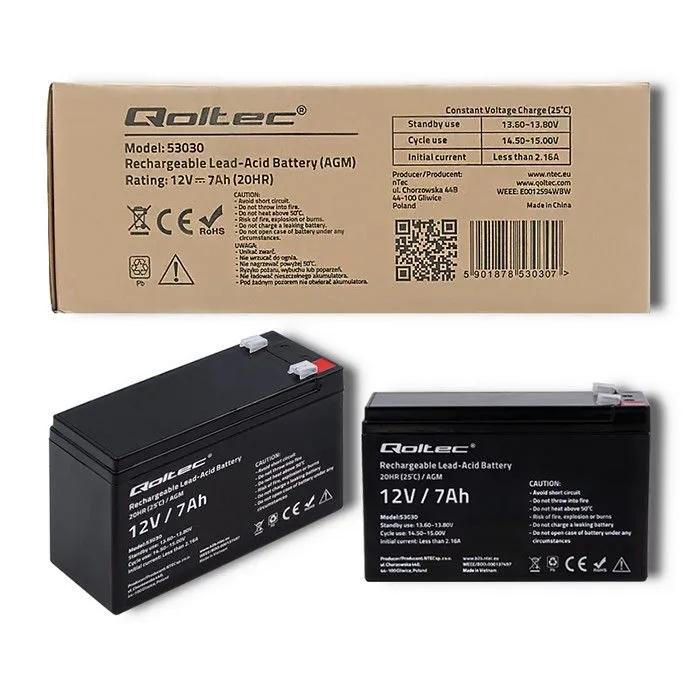 QOLTEC Akumulator AGM 12V 7Ah max. 105A