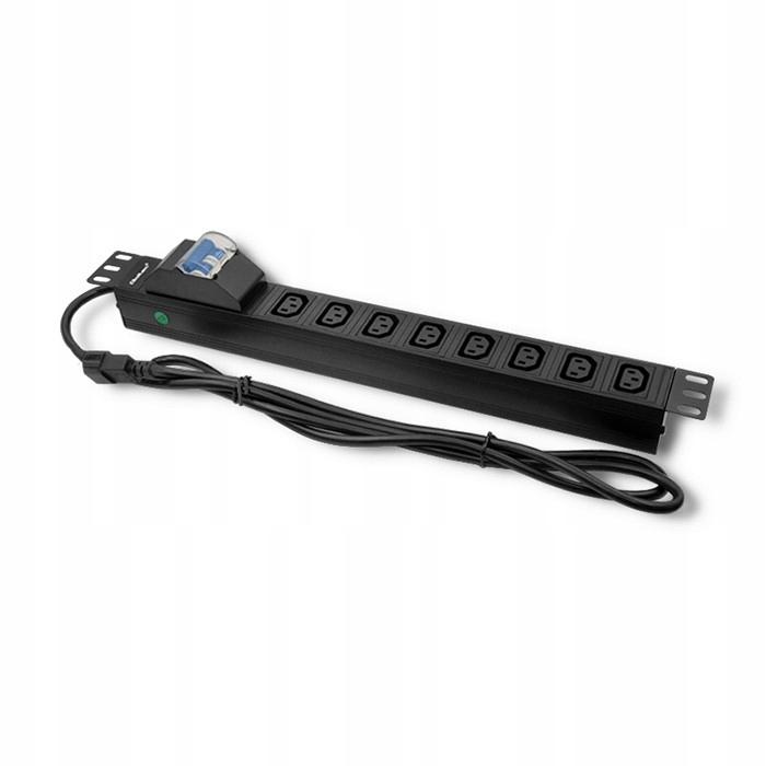 Listwa zasilająca antyprzepięciowa CB do szafy RACK 19 1U 10A PDU 8xIEC C1