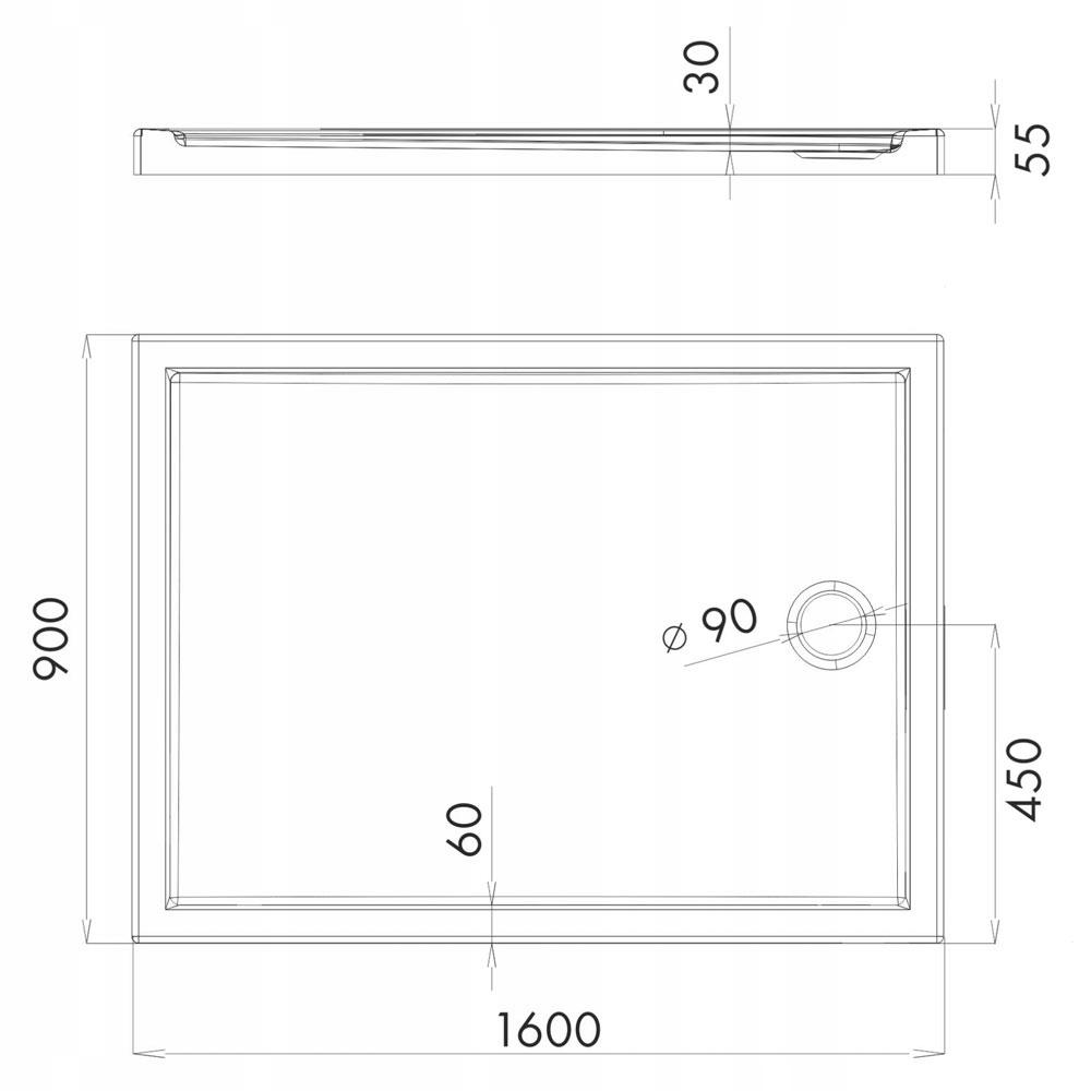 Brodzik kompozytowy 3.0255 Stabilsound Plus 90x160x5,5 cm Corrina, prosto