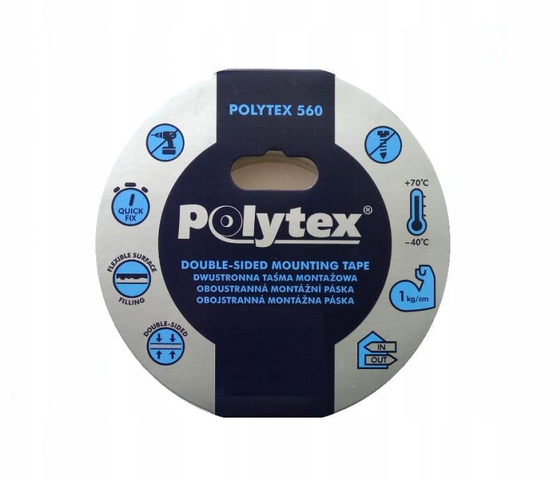 ANTICOR Taśma Polytex 560 dwustronna biała montażowa, 19 mm x 1,1 mm x 10 m