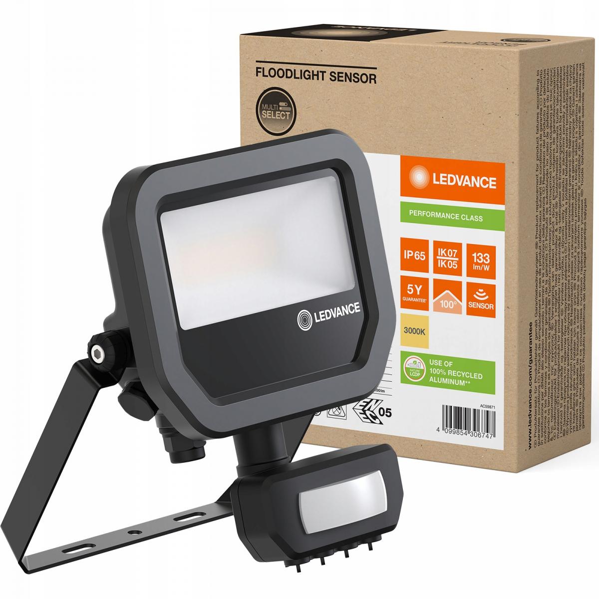 Naświetlacz Floodlight 10 SN P 8W 1K2LM 830 PS SY100 BK Naświetlacz z elast
