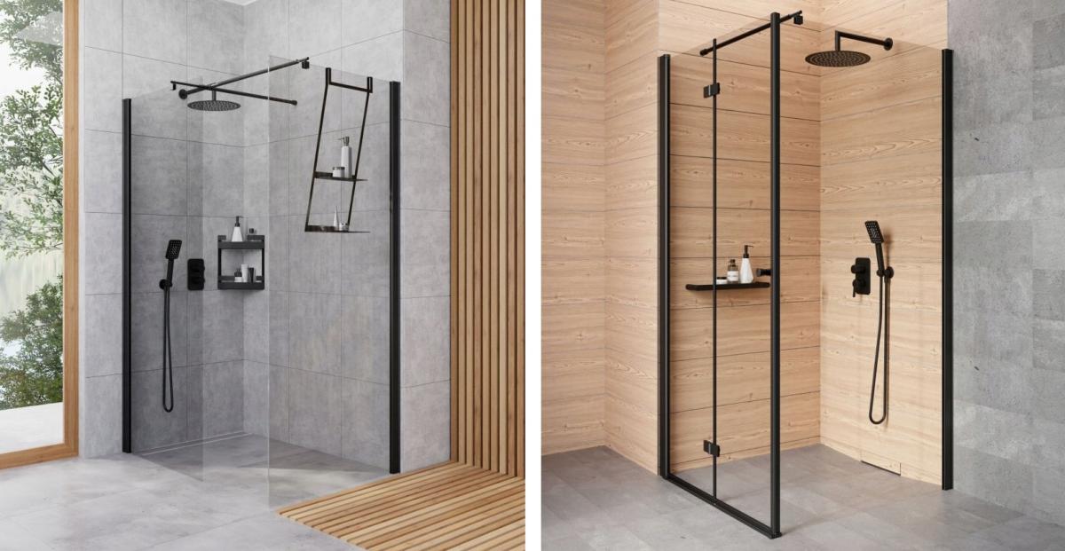 Drzwi prysznicowe systemu Kerria Plus 70 cm - składane Kerria Plus, nero