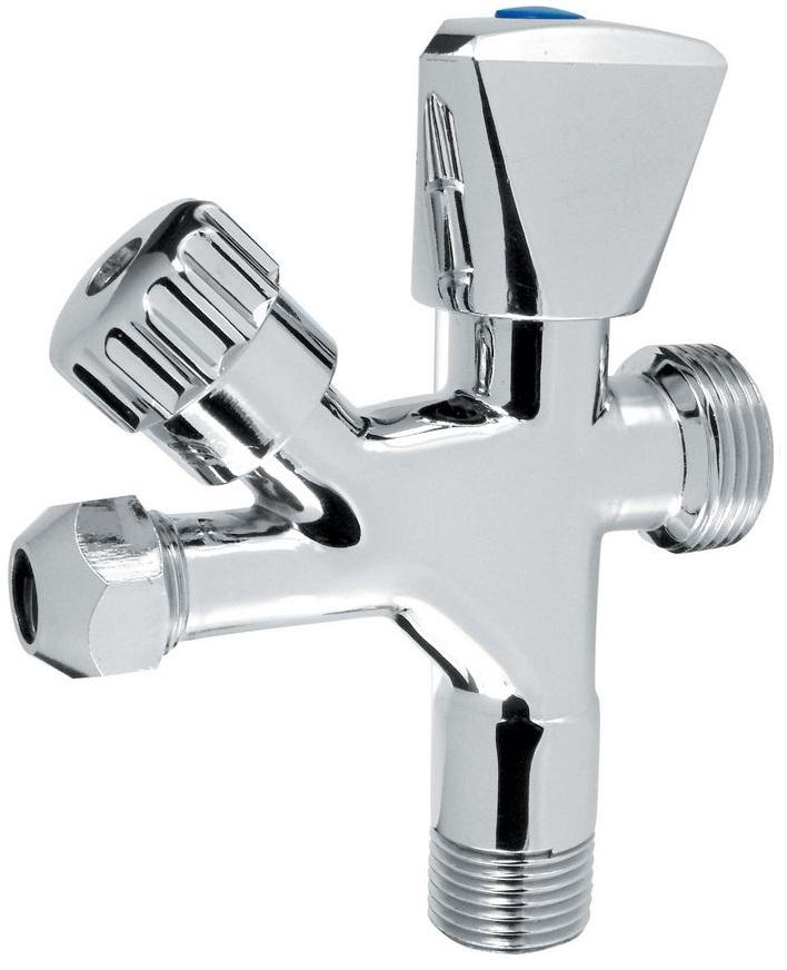 Zawór kątowy Kombi 3-8 x 1-2 x 3-4,ze złączką do rury miedzianej fi10mm