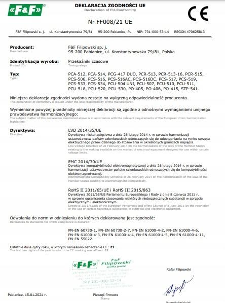 Przekaźnik czasowy PCS-516 DUO dziesięciofunkcyjny, z wejściami: START i RE