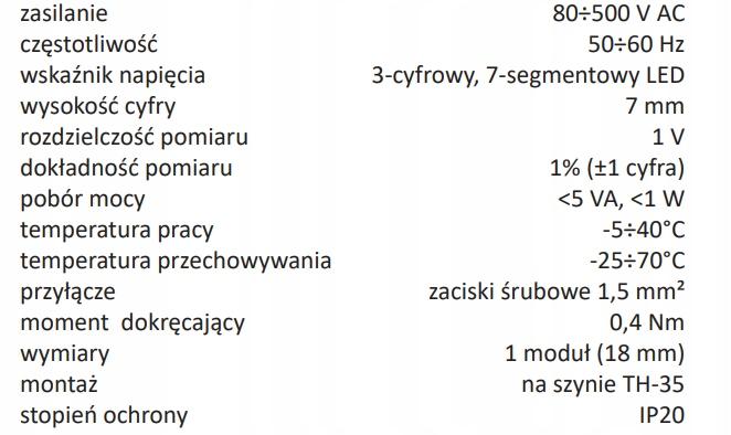 F&F Modułowy wskaźnik napięcia - 1 fazowy LCD WNC-1