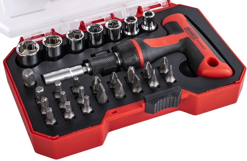 MODECO EXPERT Multiwkrętak T z grzechotką bity nasadki 29cz