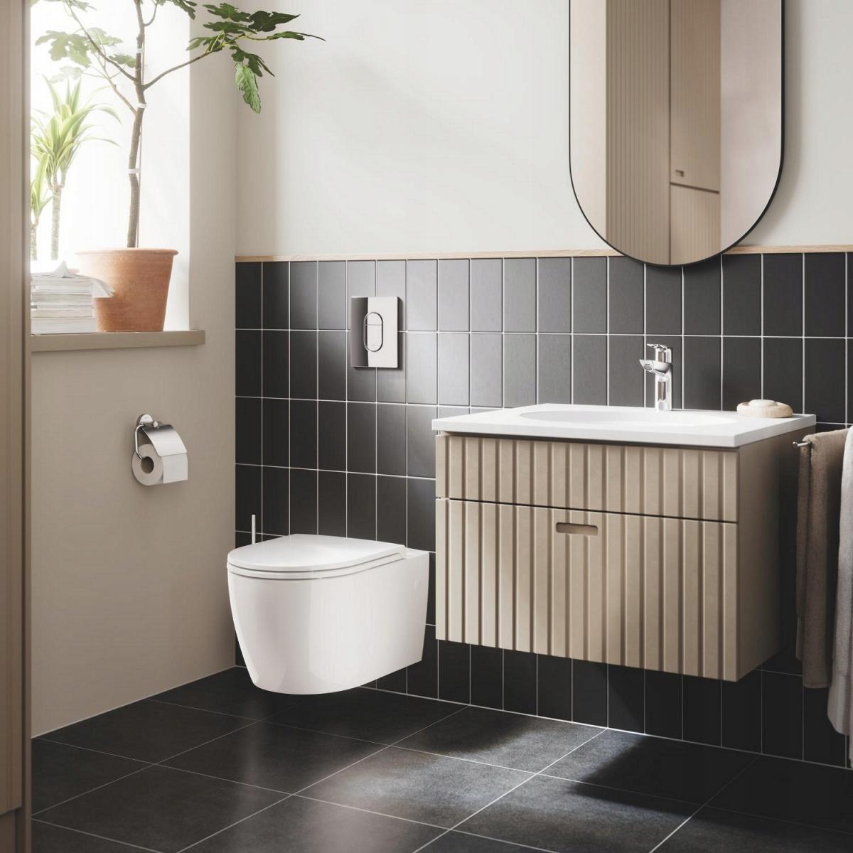 GROHE Miska WC wisząca Bau Ceramika, z deską wolnoopadającą, odpływ poziomy