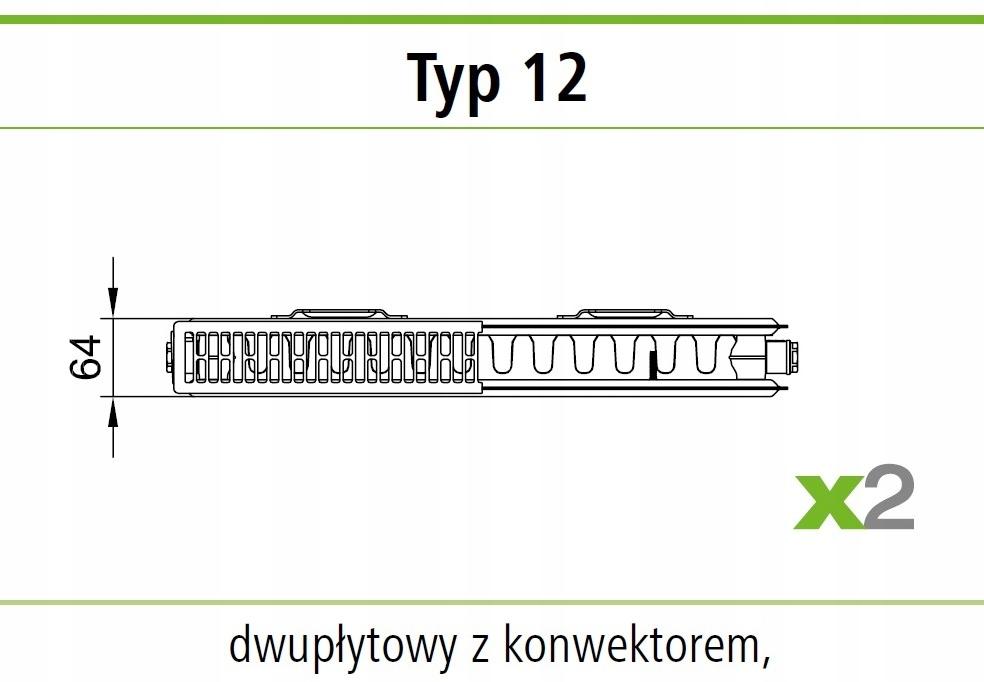 Grzejnik stalowy KERMI V 12 600X500 X2 dolny prawy48h