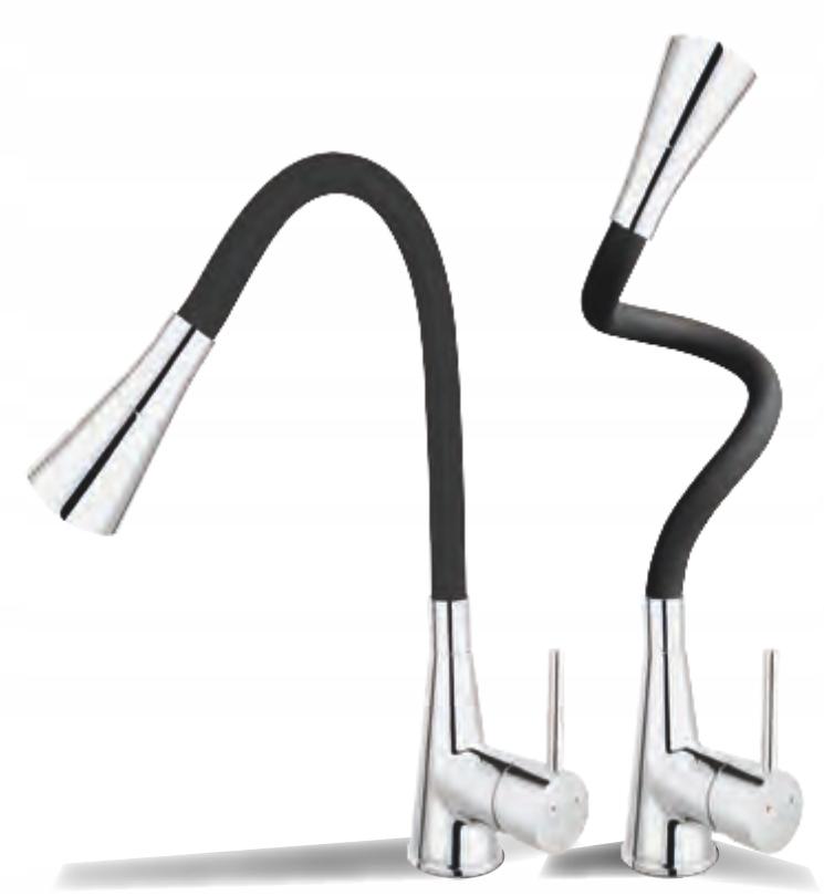 FERRO Bateria zlewozmywakowa Zumba II czarna wylewka, 2-Funkcyjna, chrom