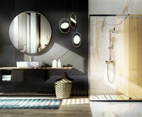 LOFT GOLD Kolumna natryskowa z baterią natryskową