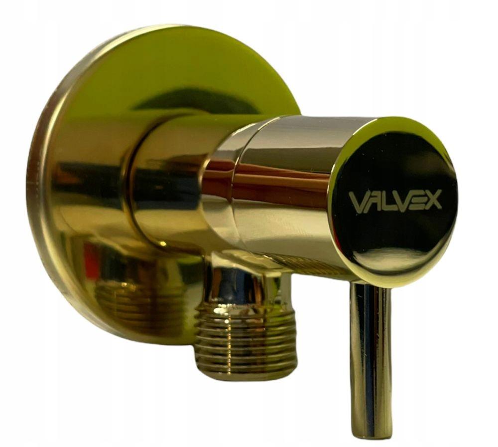 VALVEX Zawór kątowy Vega Gold złoty z głowicą ceramiczną 1 / 2-3 / 8