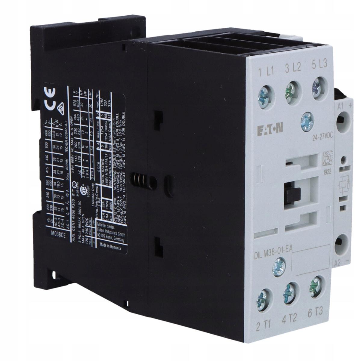 EATON Stycznik 18, 5kW/400V, sterowanie 24VDC DILM38-01-EA(RDC24)