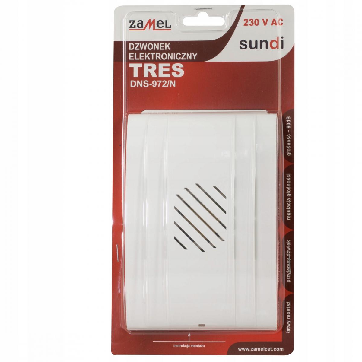 ZAMEL Dzwonek tres elektroniczny, DNS-972/N 230V, biały