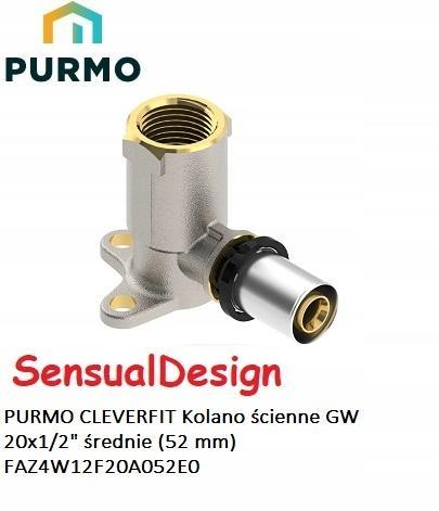 Kolano do montażu na ścianie PURMO CLEVERFIT średnie (52 mm) GW 20x1/2
