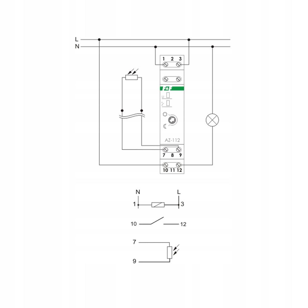 Automat zmierzchowy AZ-112 I=16A, zewnętrzna sonda hermetyczna fi 10, 1 mod