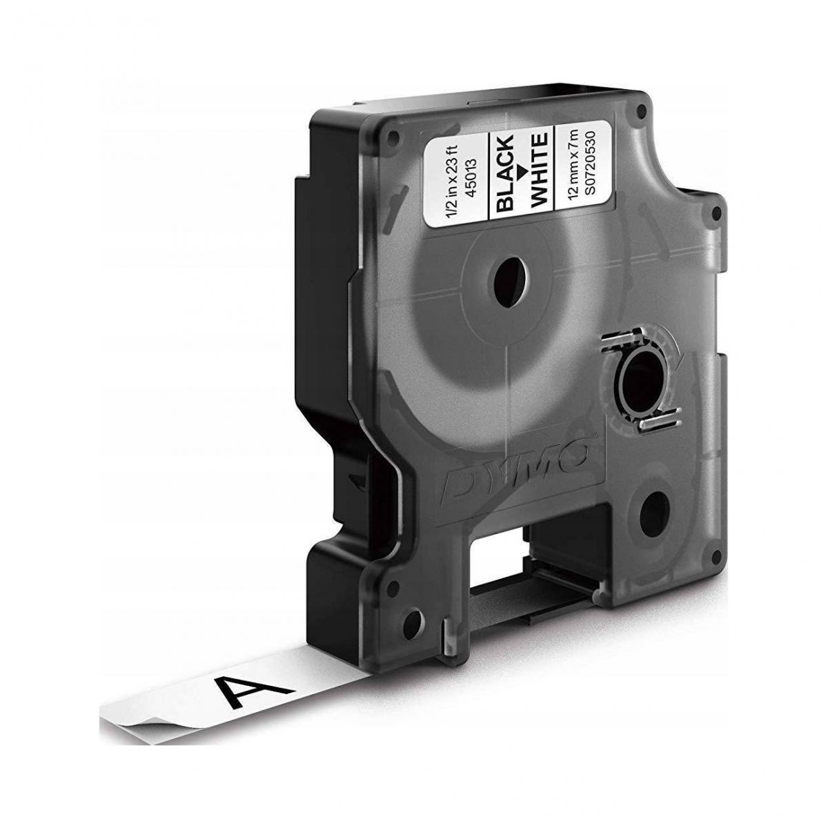 Taśma D1 12mmx7m, czarno-biała