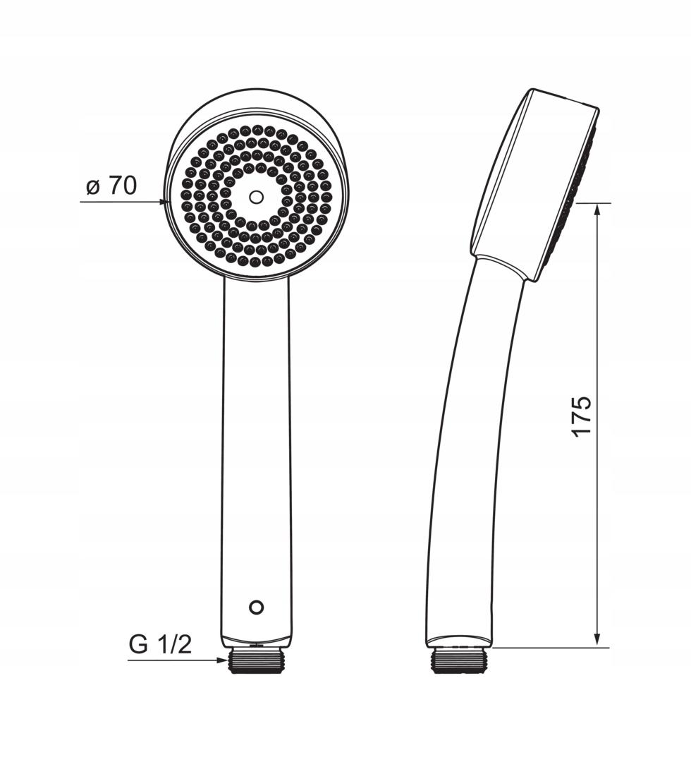 ORAS Słuchawka natryskowa ORAS APOLLO długość: 175 mm chrom