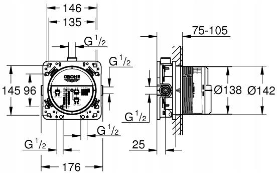GROHE Element podtynkowy uniwersalny GROHE Rapido SmartBox niebieski
