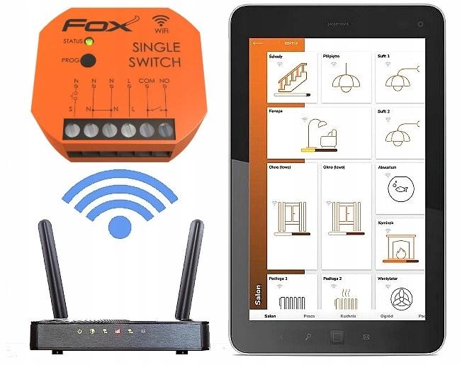 FOX Pojedynczy przekaźnik Wi-Fi 230V FOX SWITCH