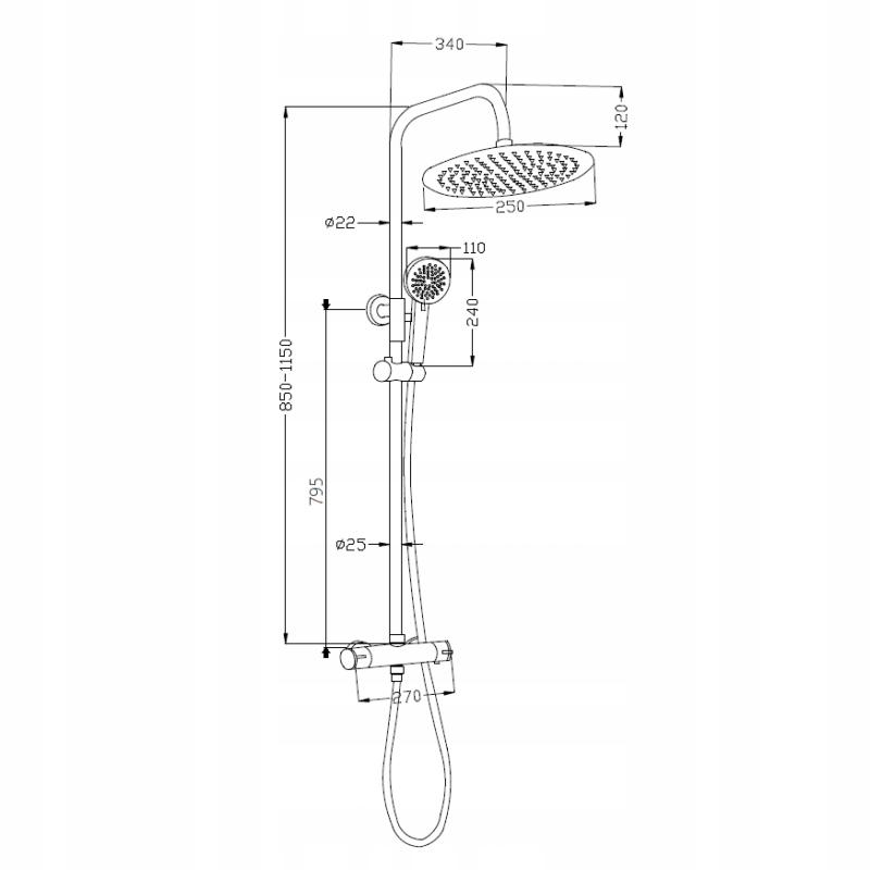 INVENA DESZCZOWNIA Z BATERIĄ TERMOSTATYCZNĄ IMOLA