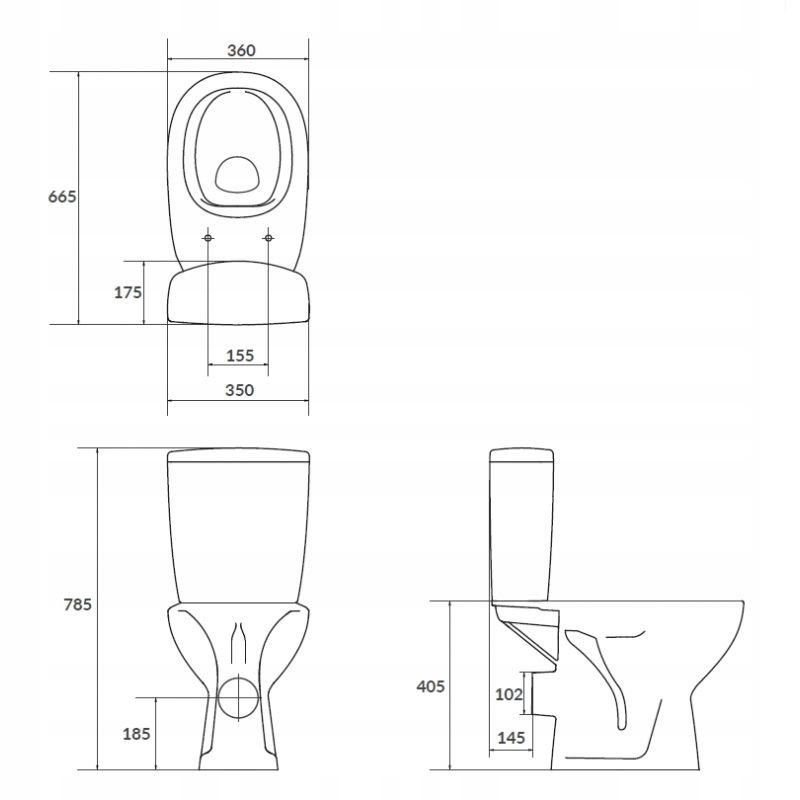 Kompakt 684 Arteco New CleanOn 3/5 l,odpływ pionowy, deska duroplastowa, wo