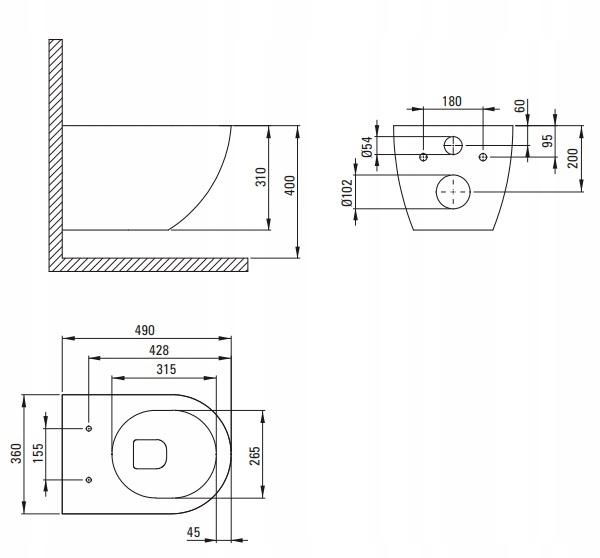 Zestaw WC podtynkowy 6 w 1 Jaśmin, biały + deska + stelaż + przycisk chrom