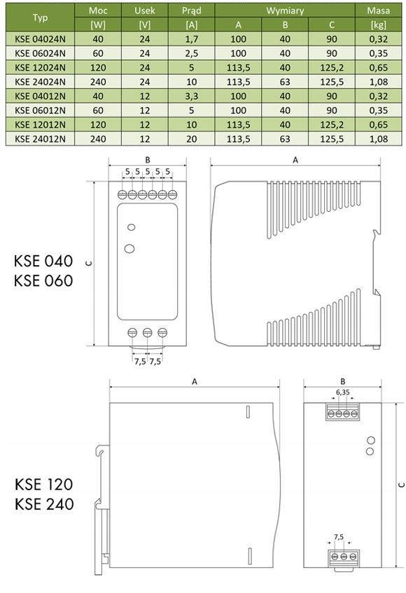 BREVE Zasilacz KSE 04012N 230/ 12VDC 3,3A