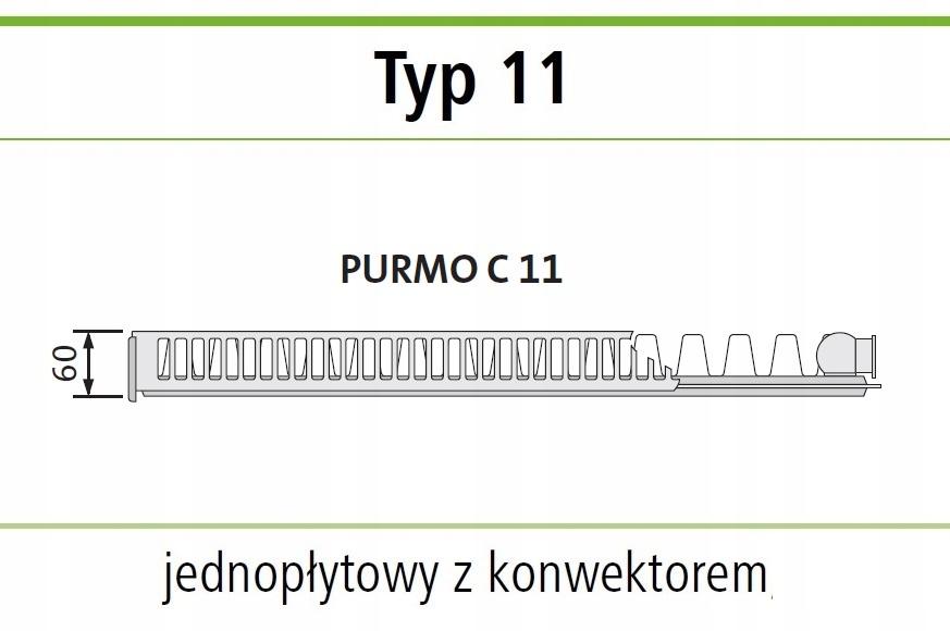 POLSKI Grzejnik stalowy 1 - płytowy PURMO C11 550x700 C 11 BOCZNY 48h