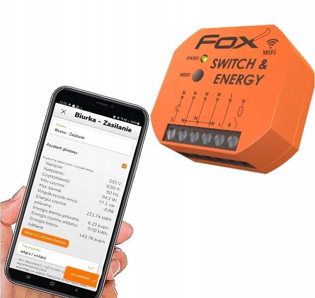 POJEDYNCZY PRZEKAŹNIK Wi-Fi 230V Z FFUNKCJĄ MONITOROWANIA PARAMETRÓW SIECI