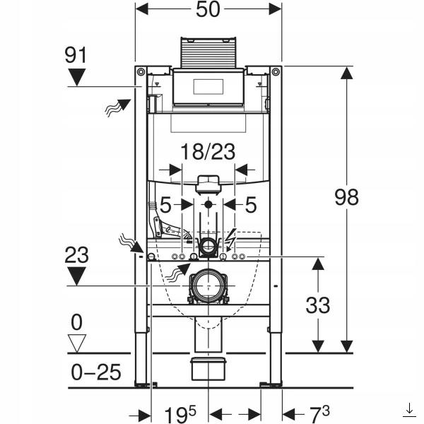 GEBERIT Stelaż podtynkowy Geberit Duofix do WC, Omega 12cm, H98