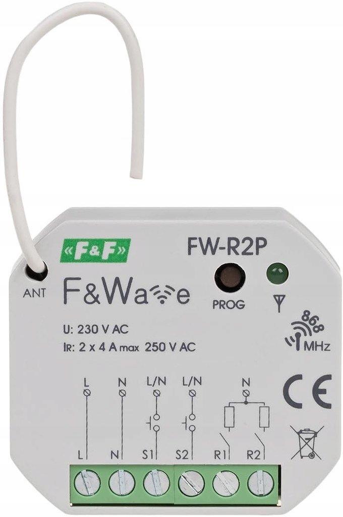 F&F Radiowy podwójny przekaźnik bistabilny - montaż PDT 85÷265V AC/DC
