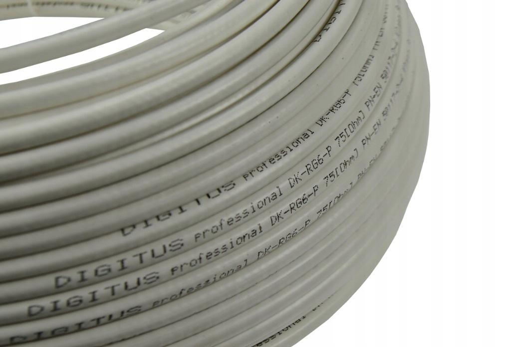 Kabel koncentryczny DIGITUS RG-6, 75 Ohm, ekran (2 x folia +oplot 77%), Eca