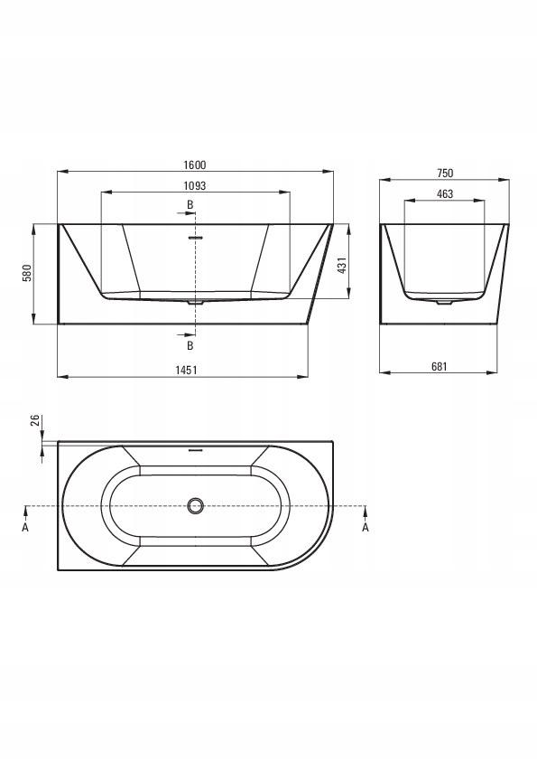 DEANTE Wanna akrylowa narożna/wolnostojąca lewa - 160 cm Silia, biały