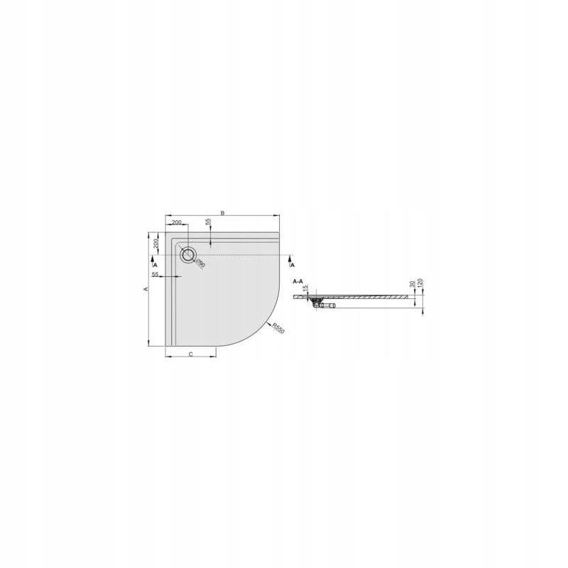 Brodzik min półokrągły SANPLAST Space Mineral BP-M/SPACE 90x90x1,5 biały