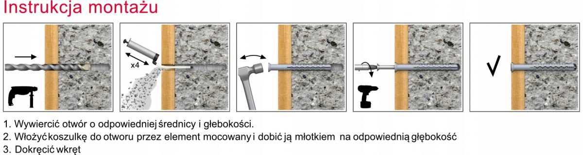 KOELNER Kołek fi 8x100 mm z długą płaszczyzną podziału z wkrętem stożkowym