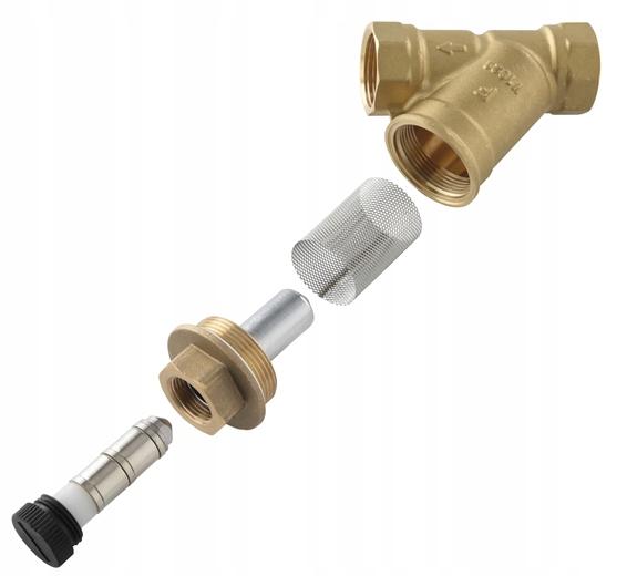 Filtr skośny siatkowy z magnesem, nakrętno-nakrętny, DN32, G1 1/4