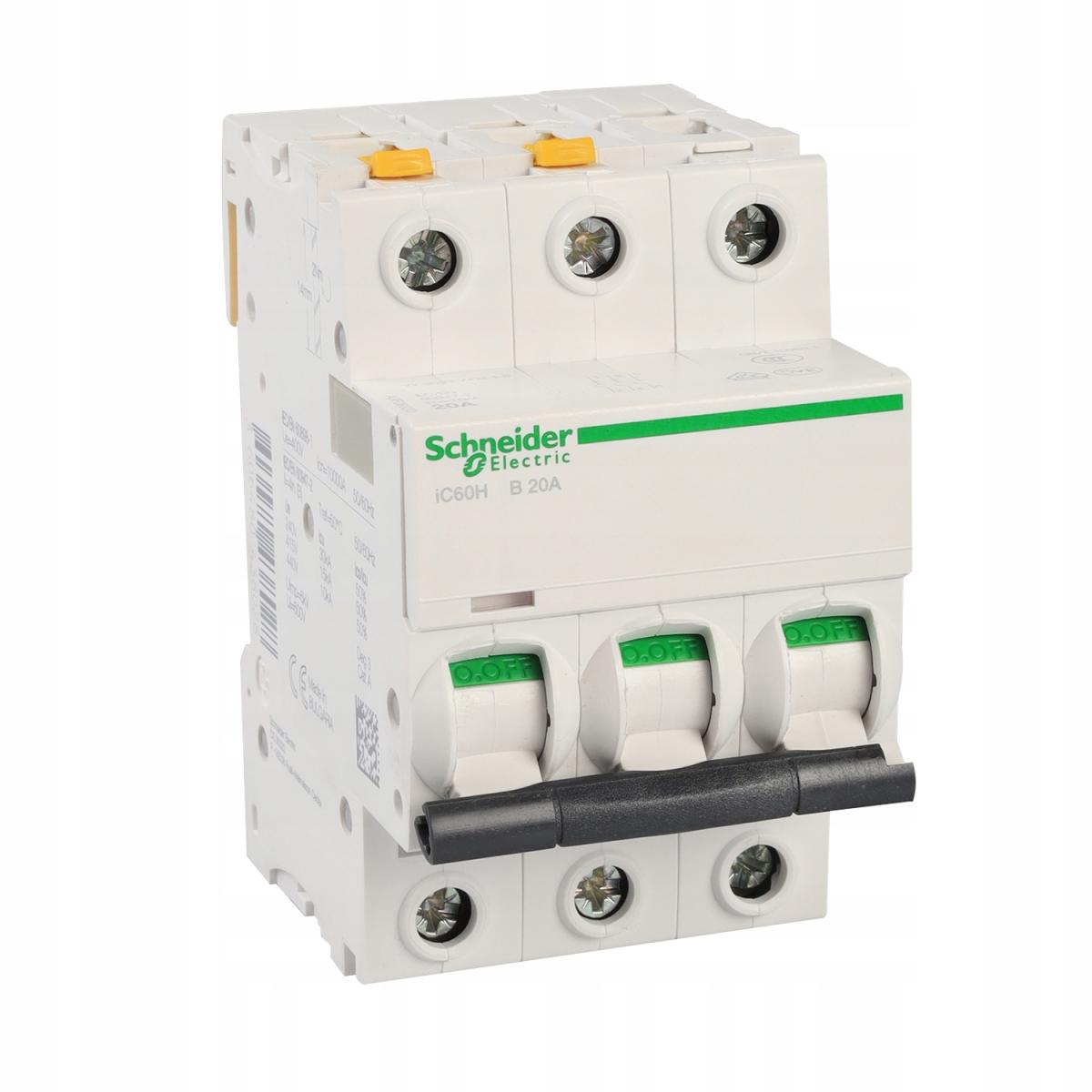 SCHNEIDER ELECTRIC Wyłącznik nadprądowy iC60H-B20-3 B 20A 3-biegunowy