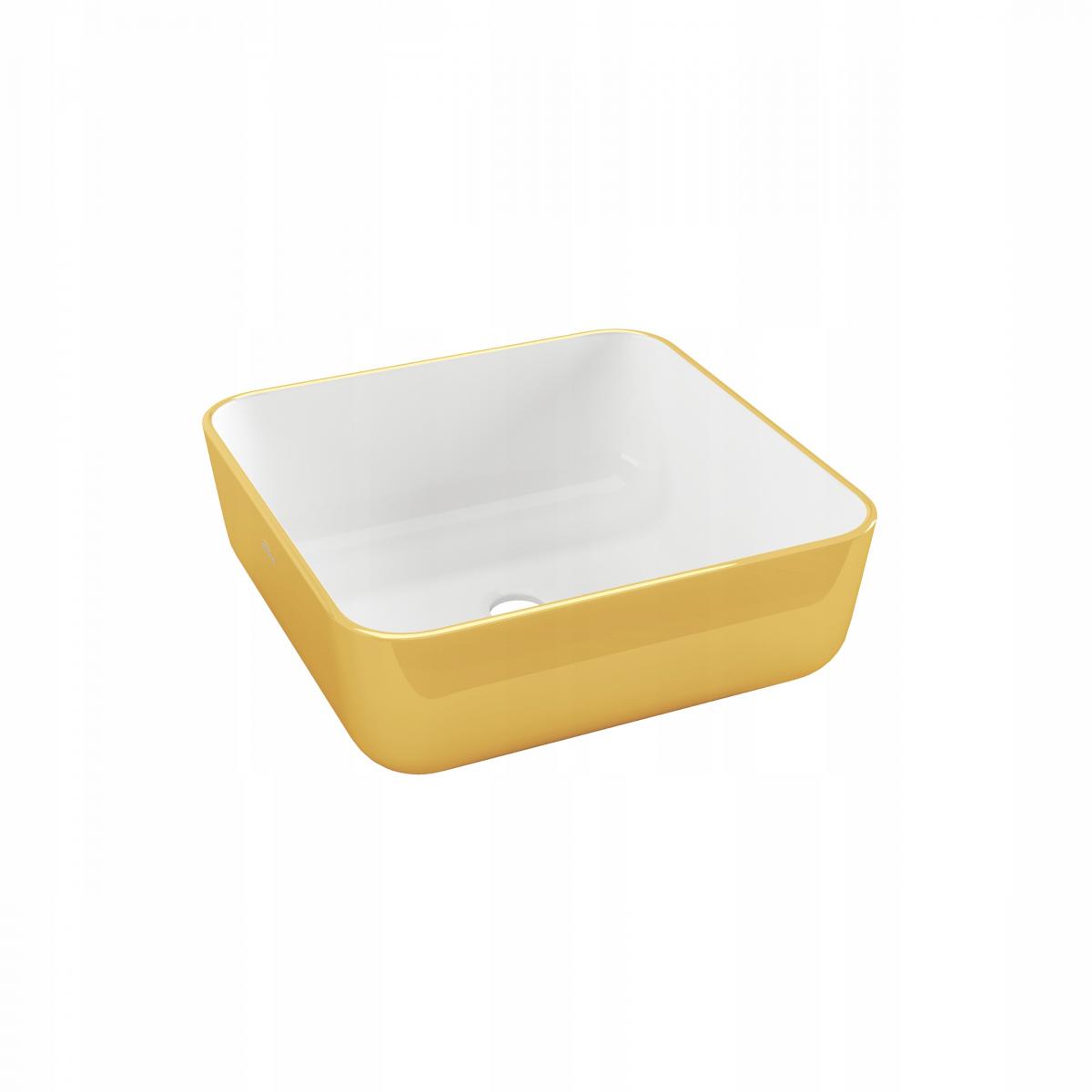 INVENA UMYWALKA NABLATOWA MALAGA INVENA TREND 39 CM, KWADRATOWA BIAŁO ZŁOTA