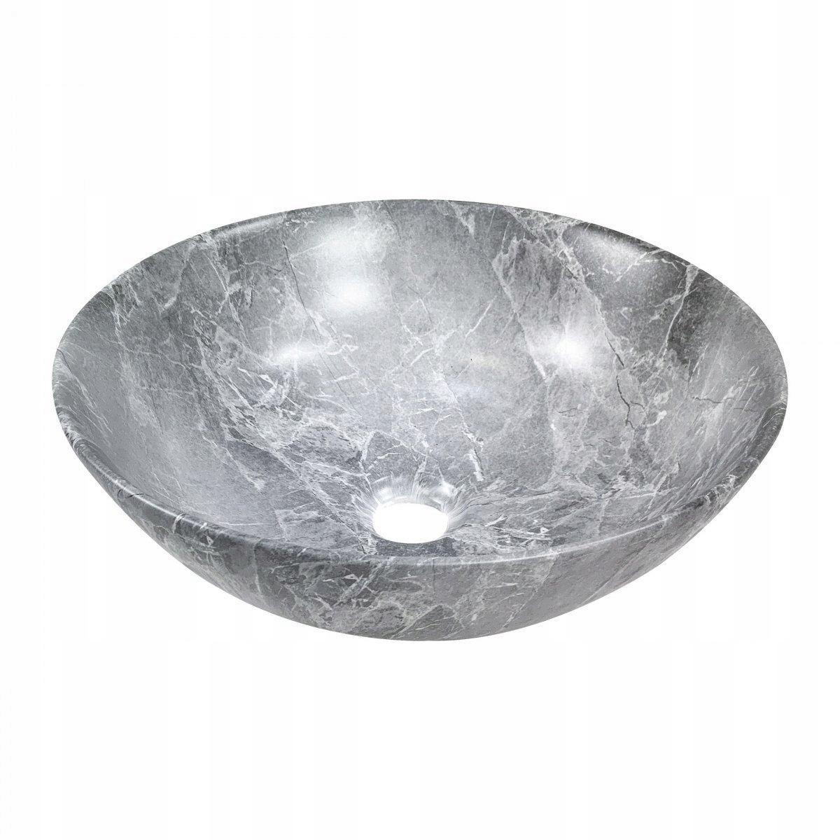 INVENA UMYWALKA NABLATOWA TINOS TREND, 39,5 CM,EFEKT MARMURU SZARA MAT