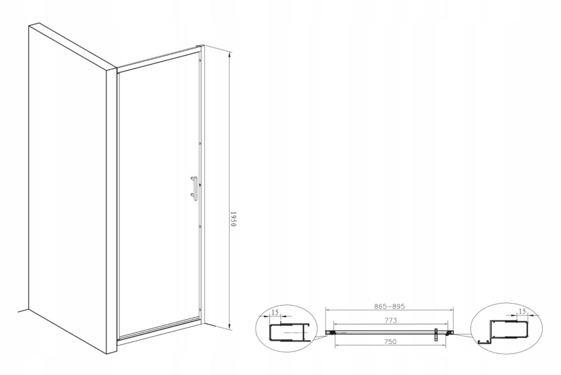 ROCA Kabina Town New PE 1-CZ.OTW. 900X1950MM