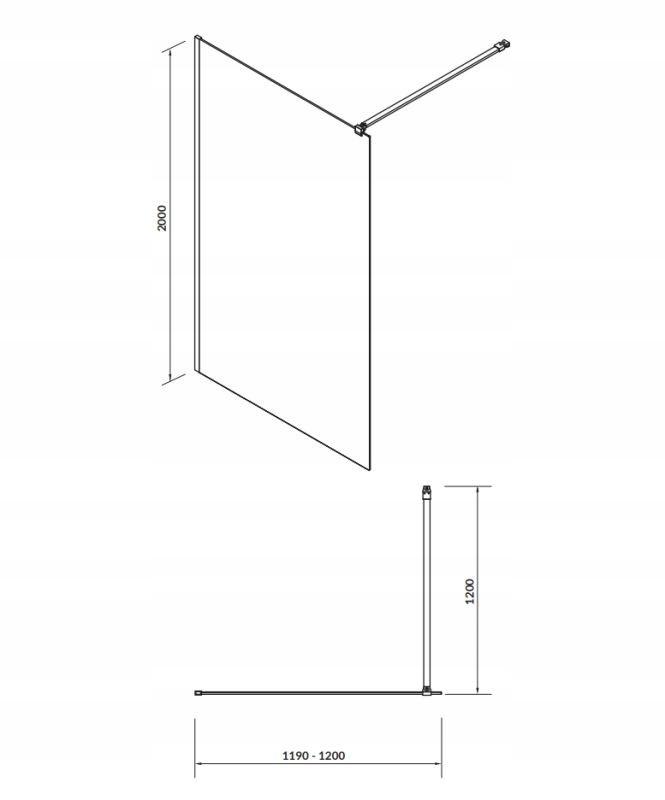 Kabina prysznicowa Walk-In Mille chrom 120 x 200 szkło transparentne