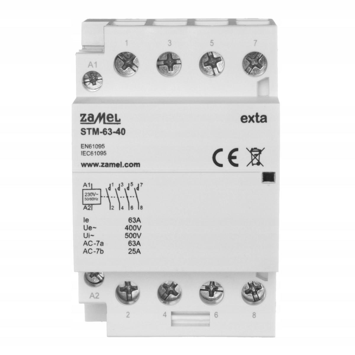 ZAMEL Stycznik modułowy instalacyjny 63A, 4xNO, 230V AC STM-63-40