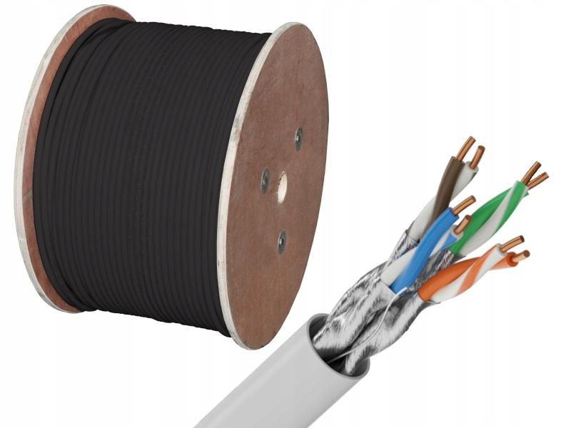 Kabel ALANTEC kat. 6A U/FTP PE Fca 500m zewnętrzny żelowany czarny 4PR
