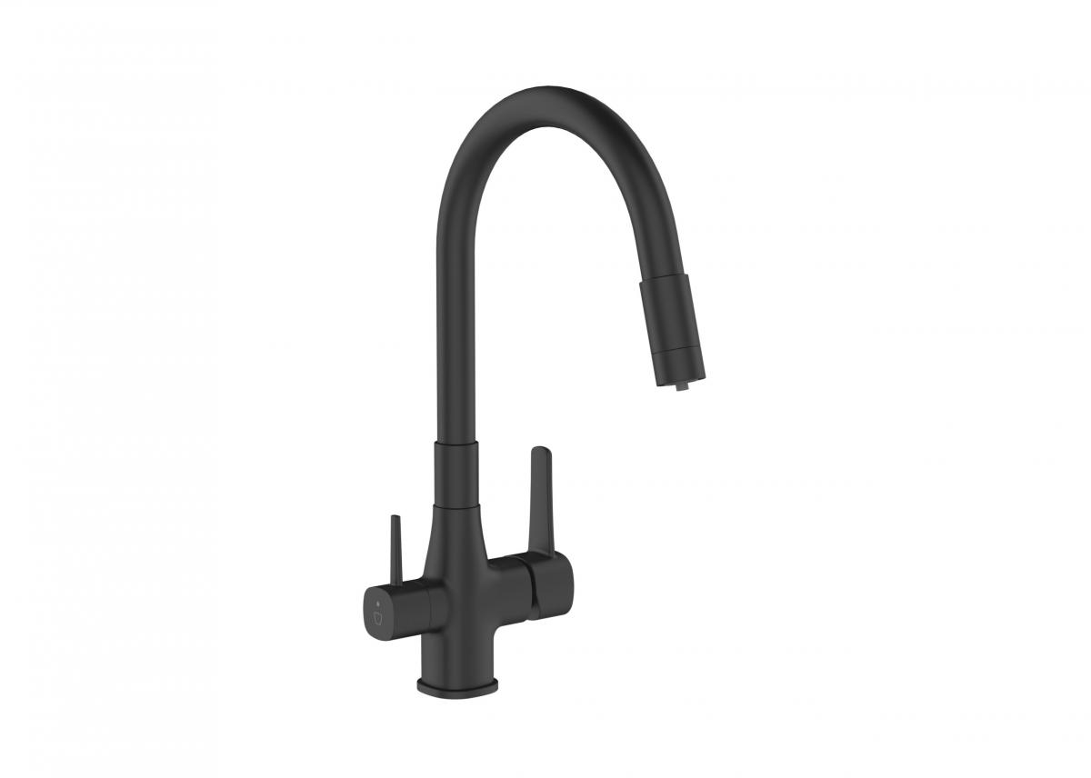 INVENA BATERIA ZLEWOZMYWAKOWA Z FILTREM GLAMOUR TREND, CHROM / CZARNA