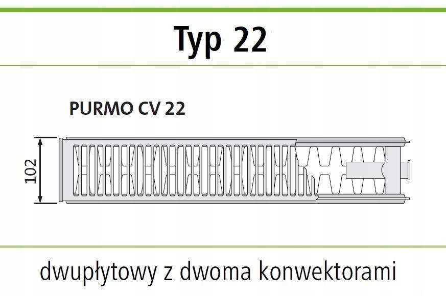 PURMO CV22 600x1200 V 22 dolny RAL 9005 CZARNY